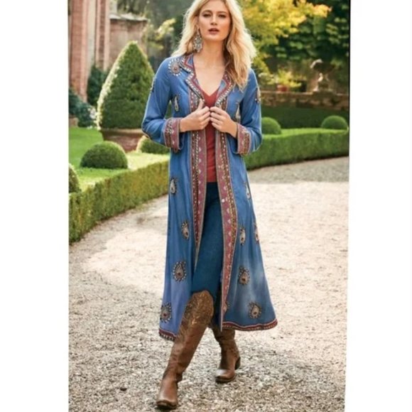 Charmayne Beaded Denim Duster 